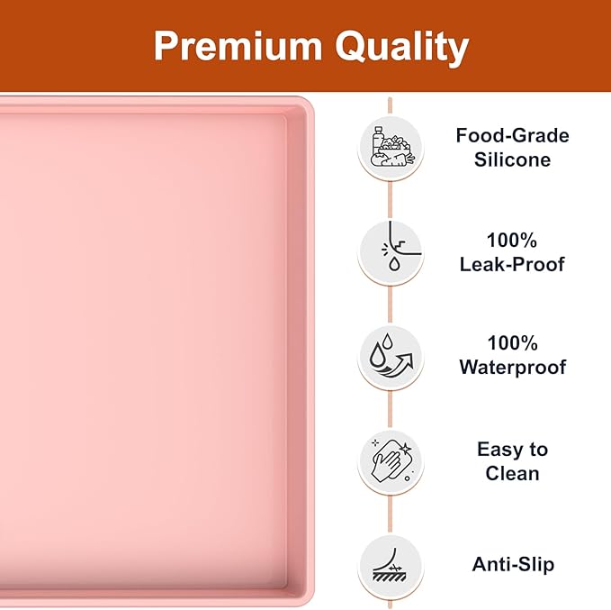 Extra Thick Silicone Mat Waterproof with Raised Edge 22" x 19", Under Sink Mat for Kitchen & Bathroom, Kitchen Cabinet Liner, Multi-Purpose for Storage & Protection, Pink
