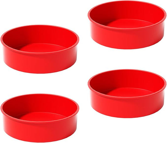 AVIDON 8 inch Cake Pans- Silicone Round Cake Molds for Layer Cake, Cheese Cake and Chocolate Cake, Non-stick and dishwasher safe silicone baking pans 4 packs (4)