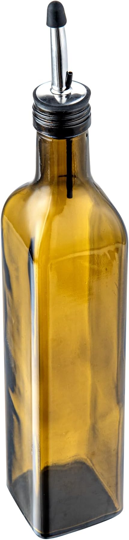 Restaurantware RW Base 16.9 Ounce Olive Oil Dispenser 1 Kitchen Oil Dispenser Bottle - With Stainless Steel Pourer Non-Leaking Amber Glass Olive Oil Pourer For Cooking Or Salad Dressings