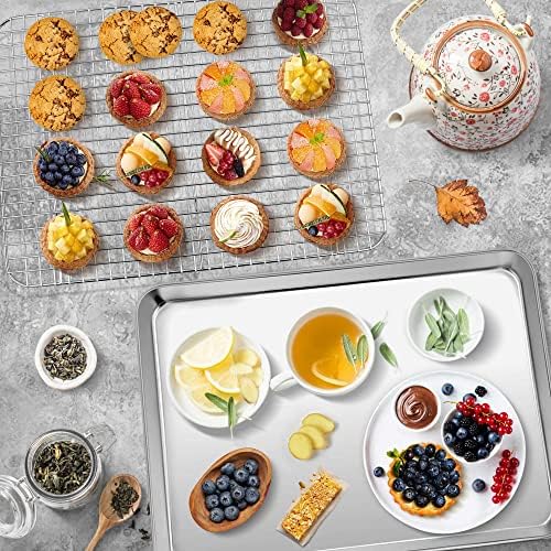 P&P CHEF 17.5 Inch Cookie Baking Sheet Pan with Wire Rack,2 Pcs