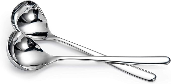IMEEA 8-Inch Small Ladles for Serving Sauce SUS304 Stainless Steel Gravy Ladle Soup Spoon, Set of 4