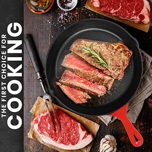 Utopia Kitchen Cast Iron Skillet Set 3 Piece 6 8 10 Inch PFAS-Free Red