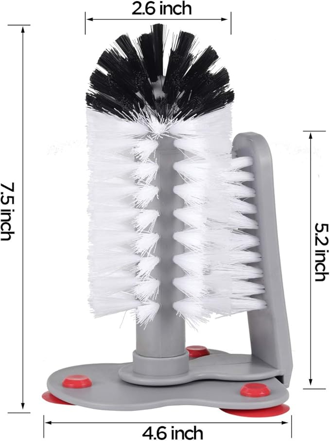 Glass Cup Washer With Double Bristle Brush for Bar Kitchen Sink
