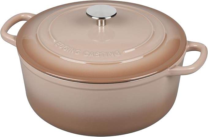 Enameled Dutch Ovens Cast Iron Dutch Oven Pot with Lid for Bread Baking, Cook, Dual Handle, 7 Quart, Mocha