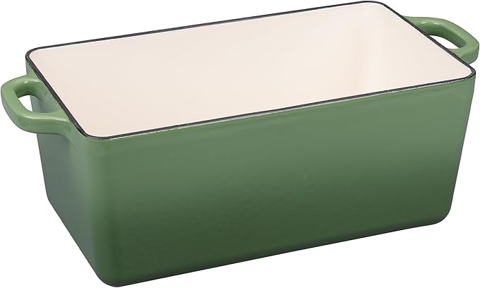Enameled Cast Iron Dutch Oven, Oblong Bread Oven for Sourdough Bread Baking, Baking Pan, Dual Handles, Oven Safe, 4 Quart, Pistachio Green