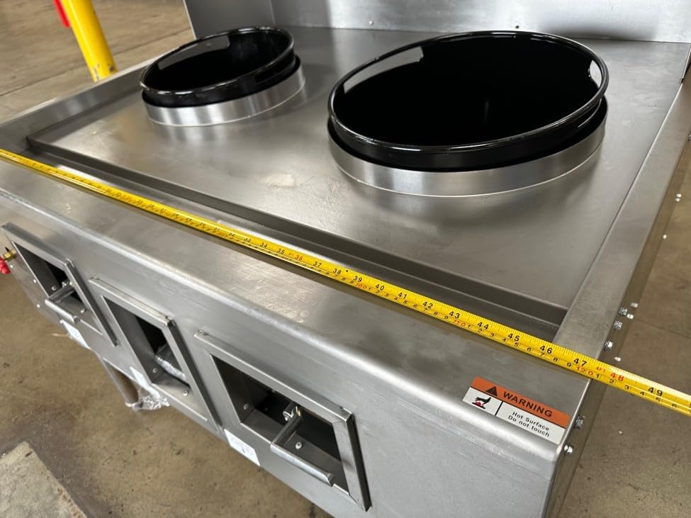 Commercial Chinese Wok Range with Waterfall Natural Gas, 13" +16" 2 Hole Restaurant Stir Fry ETL