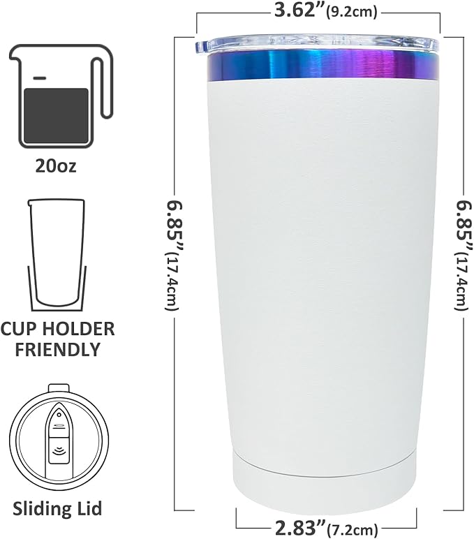 20 oz Tumbler Bulk 4 Pack Stainless Steel Tumblers with Lids and Straws, Double Wall Vacuum Insulated Travel Coffee Mug for Laser Engrave, Powder Coated Cups for Hot and Cold Drinks (White,4 pack)