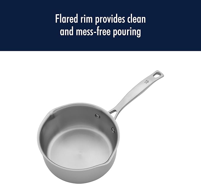 HENCKELS Clad H3 2-qt Saucepan, Induction Pan, Stainless Steel, Durable and Easy to clean