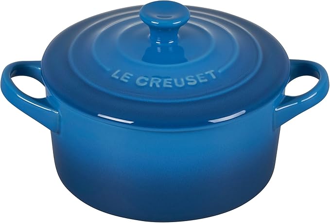 Le Creuset Stoneware Set of 4 Mini Cocottes with Cookbook, 8 oz. each, Marseille