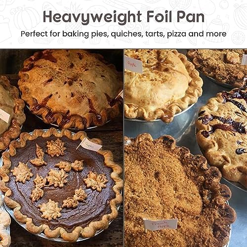 KitchenDance Disposable Heavyweight Aluminum Foil Pie Pan - 36 Ounces Round Baking Pan Perfect for Homemade Cakes, Pies - Aluminum Foil Pan for Baking, Storing, and Preparing Food #1070 (250, Silver)