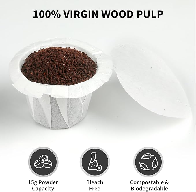 200 Count Fanativita K Cup Filters Disposable with Genius Lid Design, Fit All Reusable K Cups for Keurig (White) (Pack of 2)