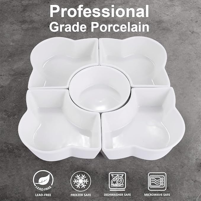 Pak Acacia Wood Serving Tray, 12" Square, Natural Brown & White, 5-Piece Set, Dishwasher Safe, Freezer & Microwave Safe, Perfect for Appetizer, Veggie, Taco, Fruit Platter