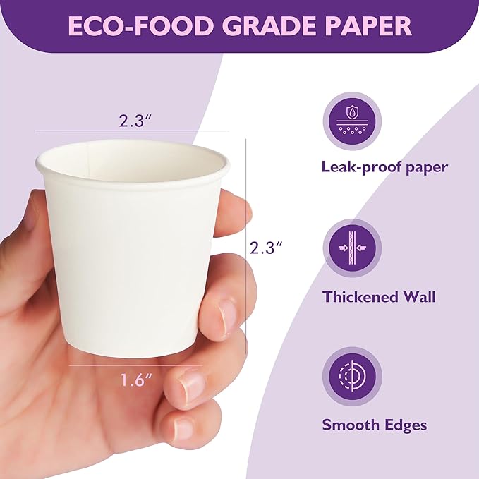 3 oz Disposable Paper Cups, Mouthwash Cups, Small Coffee Cups for Bathroom Rinsing, Mini Water Drinking Cups for Espresso, Samples, 200 Pack