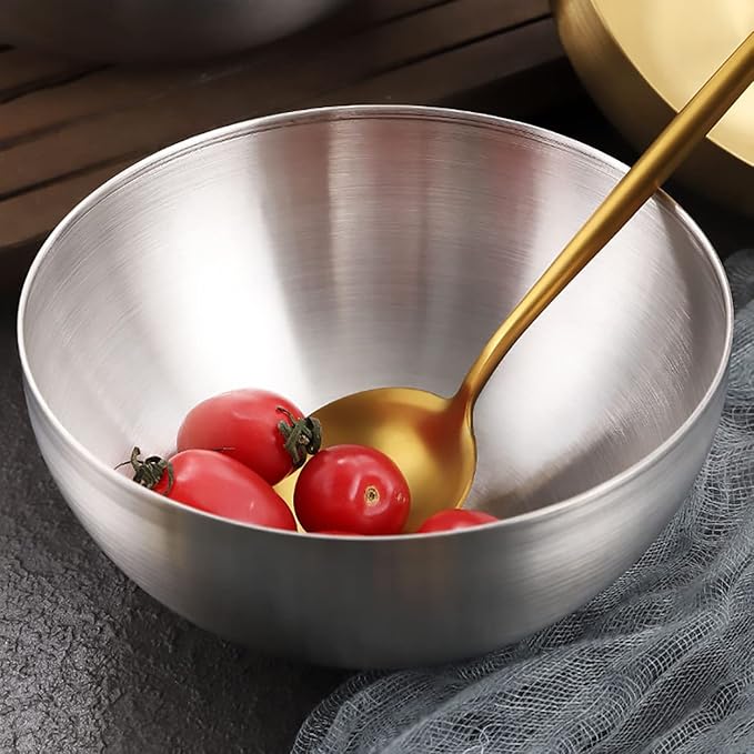 Stainless Steel Salad & Serving Bowls - Nesting Mixing Bowls for Cooking, Baking & Prepping - Set of 2, Small & Large - 5.9 & 7.9 Inch (Silver)