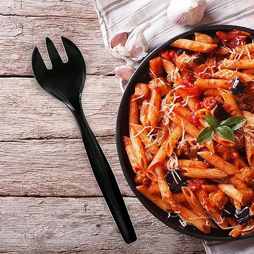 Party Essentials Disposable Heavy Duty Plastic Serving Utensils for Buffets Events Parties, 9-Count 10" Forks, Black