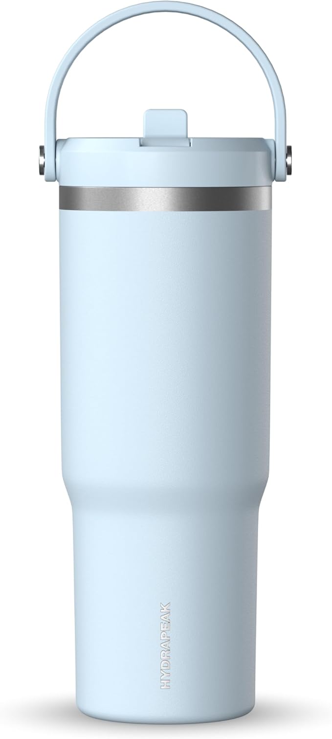 Hydrapeak Nomad 32 oz Tumbler with Handle and Straw Lid, Leakproof, Double Insulated, 32oz Cup, Stainless Steel (Powder Blue)