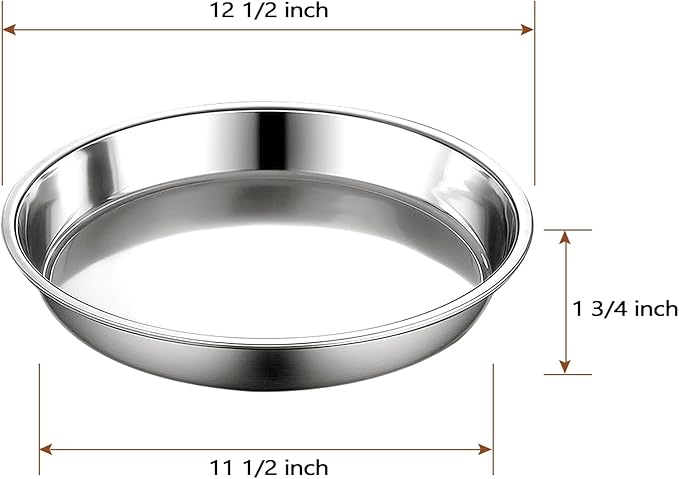 12in Deep Dish Drip Pan, Stainless Steel Pizza Pan Fits For Kamado Joe, Roast Pan For Big Size Green Egg & Acorn & Weber Grills & Smokers