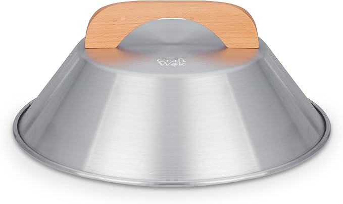 Craft Wok Dome Lid for 14-Inch Woks Traditional Dome Shaped with Wooden Handle Cover for 14 inch Woks Asian Cookware Aluminum / 732W3