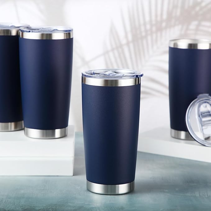 Sieral 36 Pack Stainless Steel Tumblers Bulk with Lids Double Wall Vacuum Insulated Coffee Cups Blank leakproof Powder Coated Tumblers for Engraving Wedding Graduation Party Favors(16 oz,Navy Blue)