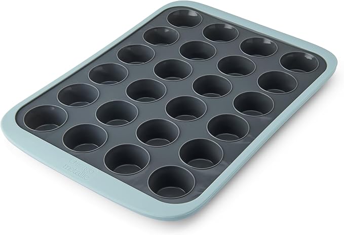 Chicago Metallic 24-Cup Silicone Muffin Pan, Nonstick Bakeware with Wire-Reinforced Rim, BPA-Free Food-Grade Silicone, Oven Safe to 428°F, Dishwasher Safe, Easy Cupcake Release