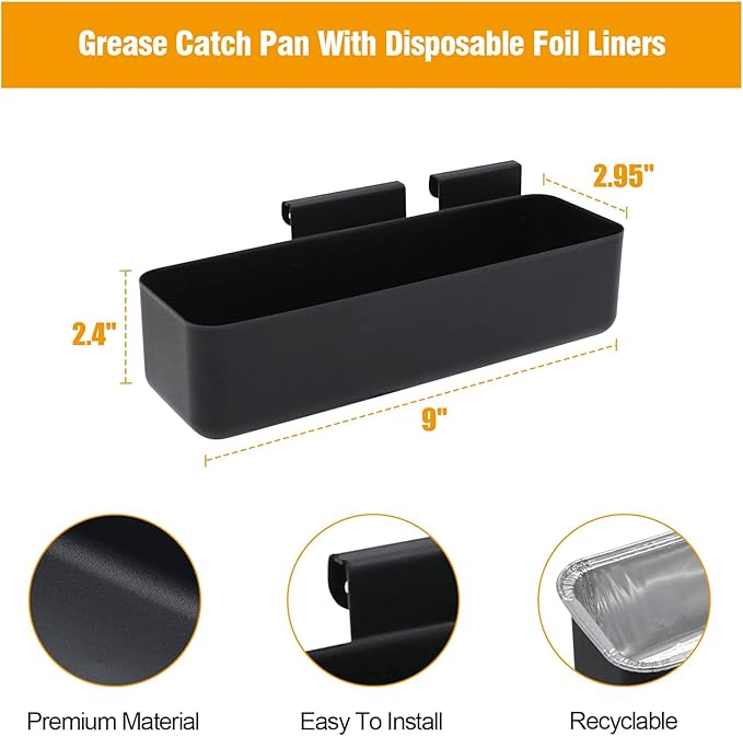 LS'BABQ Grease Cup Catcher with 10-Pack Disposable Aluminum Foil Grill Drip Pans for Camp Chef Griddle Accessories, Grease Drip Tray for Camp Chef SG14 SG30 SG60 SG90 SG100 Professional Griddle, 24 oz