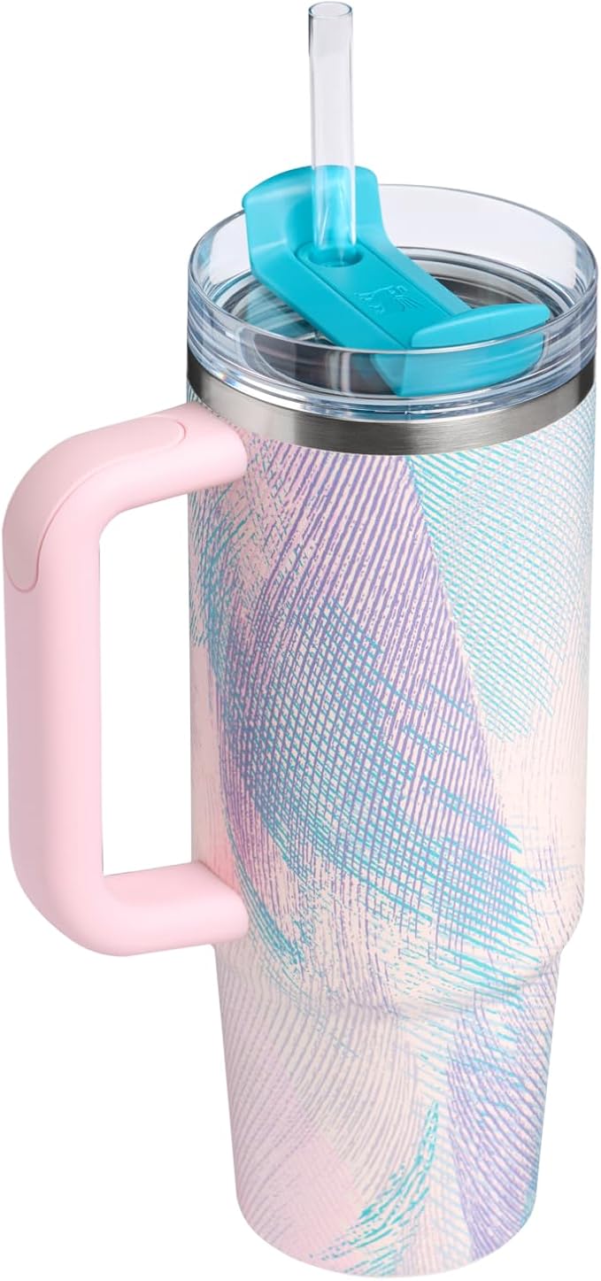 STANLEY Quencher H2.0 Tumbler with Handle and Straw 30 oz | Flowstate 3-Position Lid | Cup Holder Compatible for Travel | Insulated Stainless Steel Cup | BPA-Free | Sea Glass Plume