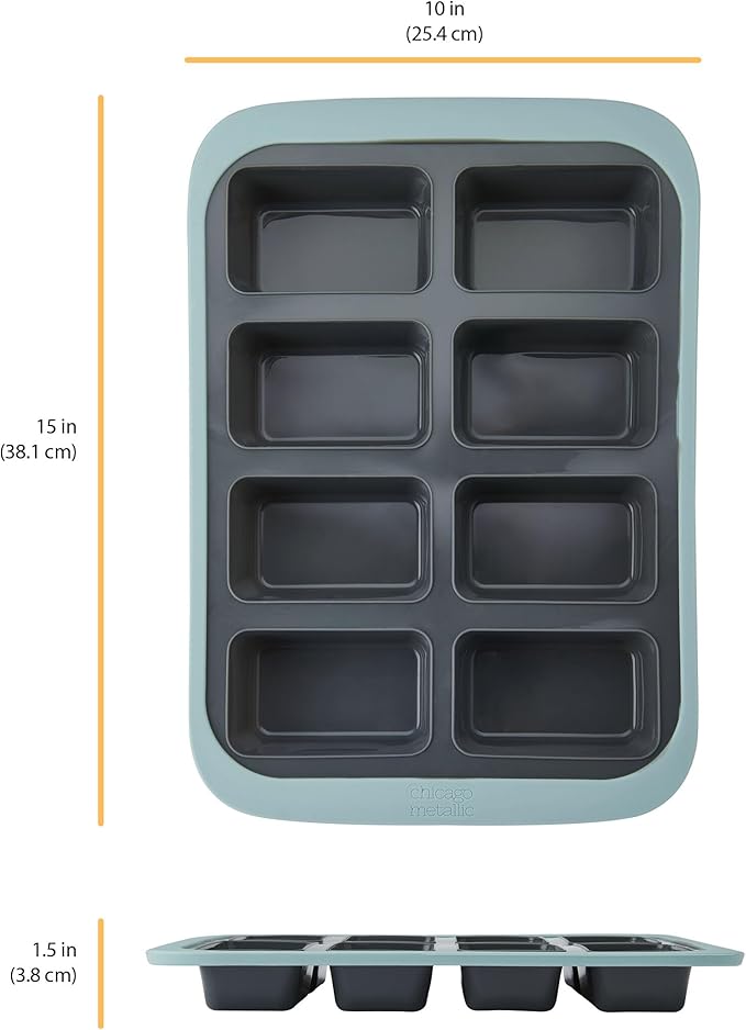 Chicago Metallic 8-Cup Silicone Loaf Pan, 9x5 -Inch Nonstick Bakeware with Wire-Reinforced Rim, BPA-Free Food-Grade Silicone, Oven Safe to 428°F, Dishwasher Safe, Easy Bread Release