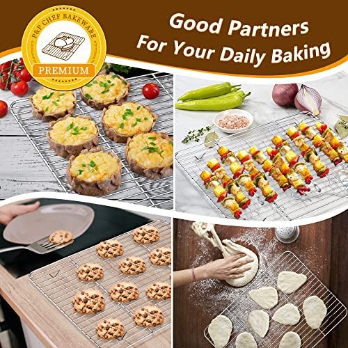 P&P CHEF Stainless Steel Baking Sheet with Rack Set for Cookie, 16 Inch