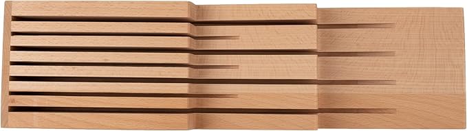 Shun Drawer Knife Tray, 7 Slot Wooden Knife Holder, Genuine Beechwood, Kitchen Storage for Professional and Home Chefs