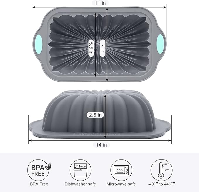 Silicone Bread Loaf Pan, Non-Stick Bread Pans for Homemade Bread, Silicone Baking Mold with Metal Reinforced Frame More Strength for Long-Lasting Performance