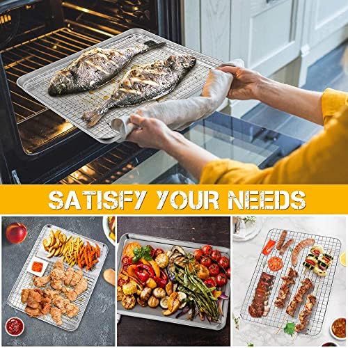 P&P CHEF 12.5 Inch Toaster Oven Pan Tray with Wire Rack, 2 PCS