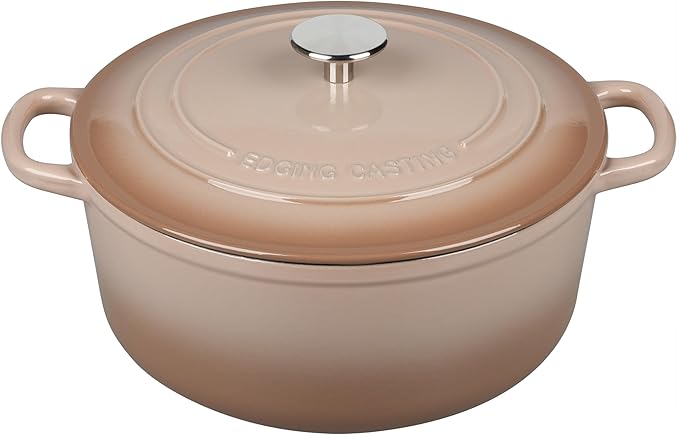 Enameled Dutch Ovens Cast Iron Dutch Oven Pot with Lid for Bread Baking, Cook, Dual Handle, 7 Quart, Mocha