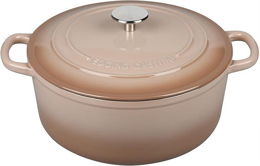 Enameled Cast Iron Dutch Oven Pot With Lid, 5.5 Quart, for Bread Baking, Cooking, Mocha