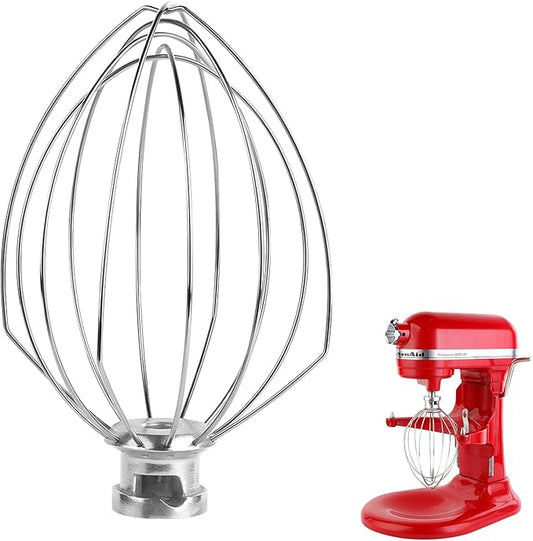 6 Wire Whisk Attachments Compatible with KitchenAid 5Plus-6Quart Mixer, Bowl Lift Stand Mixer Accessories, 6-Quart Stainless Steel Whisk, Egg Cream, Cake Mayonnaise, For Multiple Models