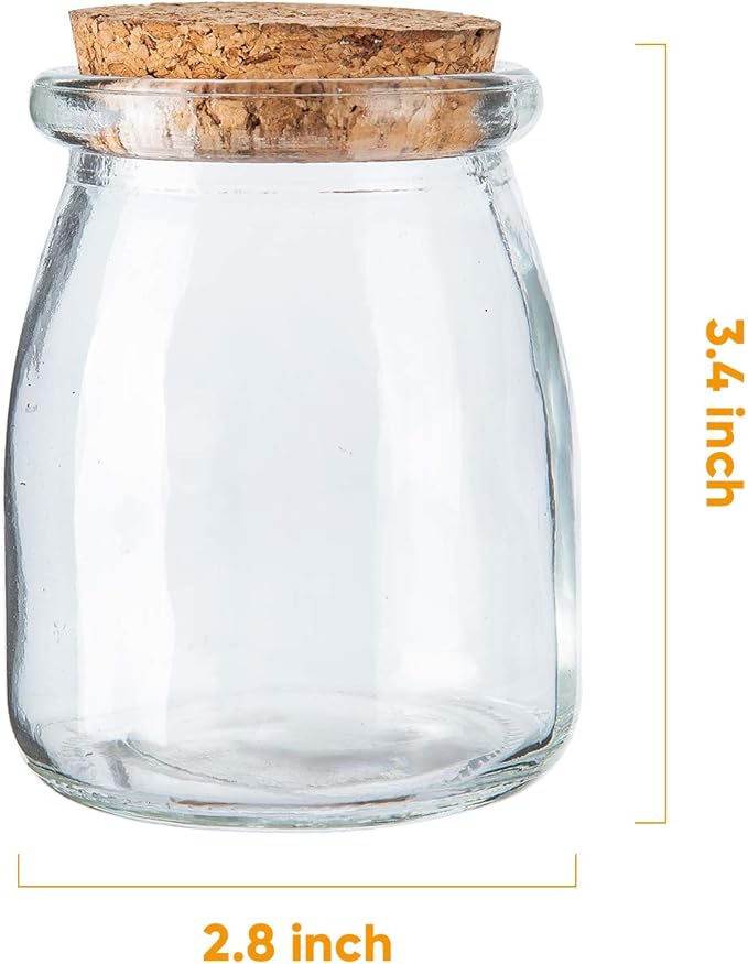 Brajttt Mini Yogurt Jars 30 Pack, 7 oz Glass Favor Jars with Cork Lids, Pudding Containers with Lids, Mason Jar Wedding Favors Honey Pot with Label Tags and String