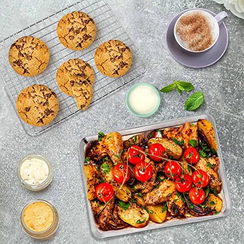 P&P CHEF 10.4 Inch Toaster Oven Pan Tray with Wire Rack, 2 PCS