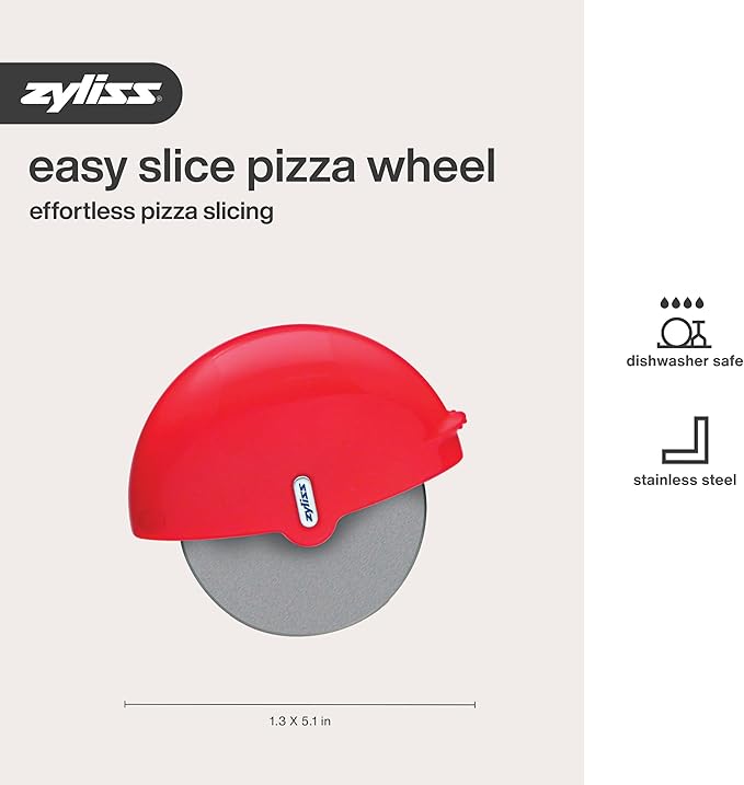 Zyliss Pizza Wheel - Handheld Pizza Cutter with Removable Blade - Plastic Pizza Cutter with Stainless Steel Blade - Kitchen Tool and Gadget for Right- and Left-Handed Use - Dishwasher Safe