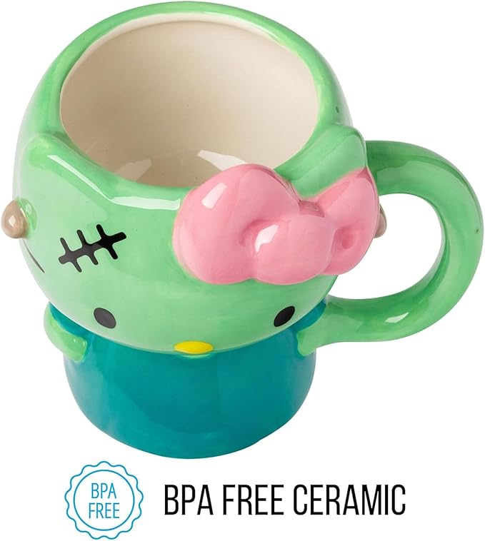 Silver Buffalo Sanrio Hello Kitty Frankenstein Halloween Costume 3D Sculpted Ceramic Mug, 20 Ounces