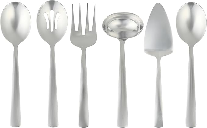 Oster Eastleigh 6-Piece Stainless Steel Hostess Set, Flatware Serving Utensil Set for Parties and Dinners, Rust-Resistant, Dishwasher Safe