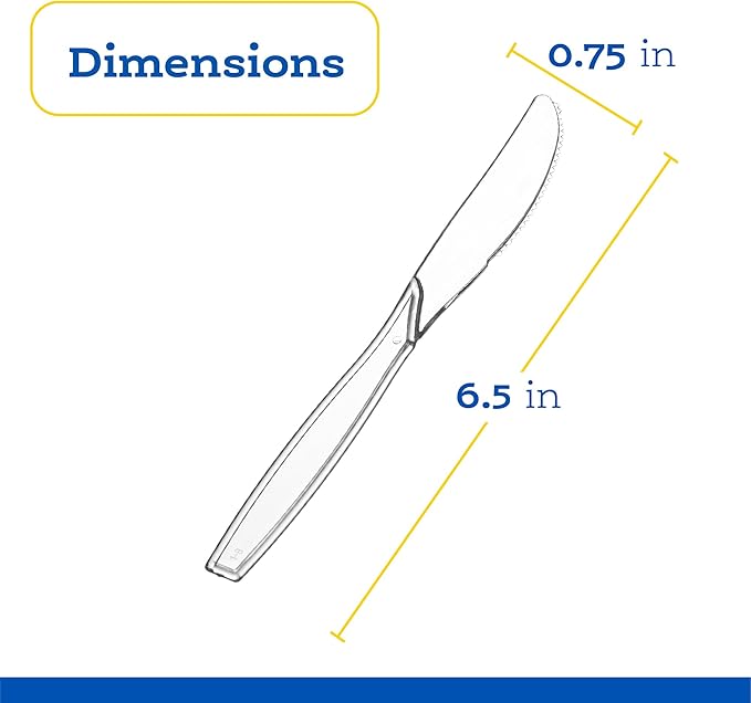 Plasticpro Disposable Clear Plastic Cutlery Disposable utensils Heavyweight 100 Count (Knives)