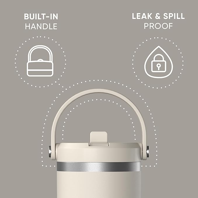 Hydrapeak Nomad 32 oz Tumbler with Handle and Straw Lid, Leakproof, Double Insulated, 32oz Cup Stainless Steel (Stone)
