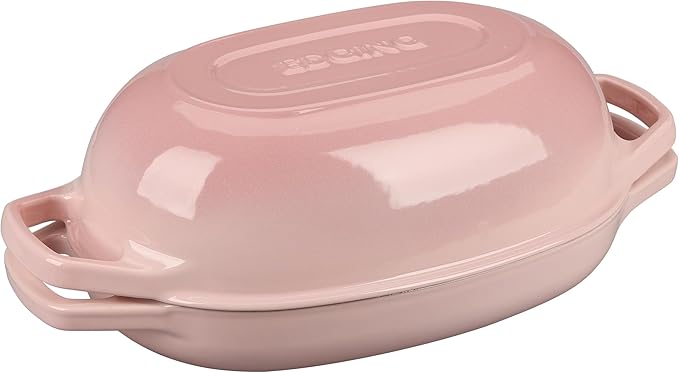 Enameled Cast Iron Oval Dutch Oven Pot with Lid, Dutch Oven for Sourdough Bread Baking, Bread Oven, Bread Dutch Oven, Oval Bread Pan, 5qt, Pink