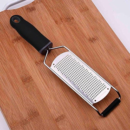 Wide Lemon Zester & Cheese Grater, 18/8 Stainless Steel with Cover, Black