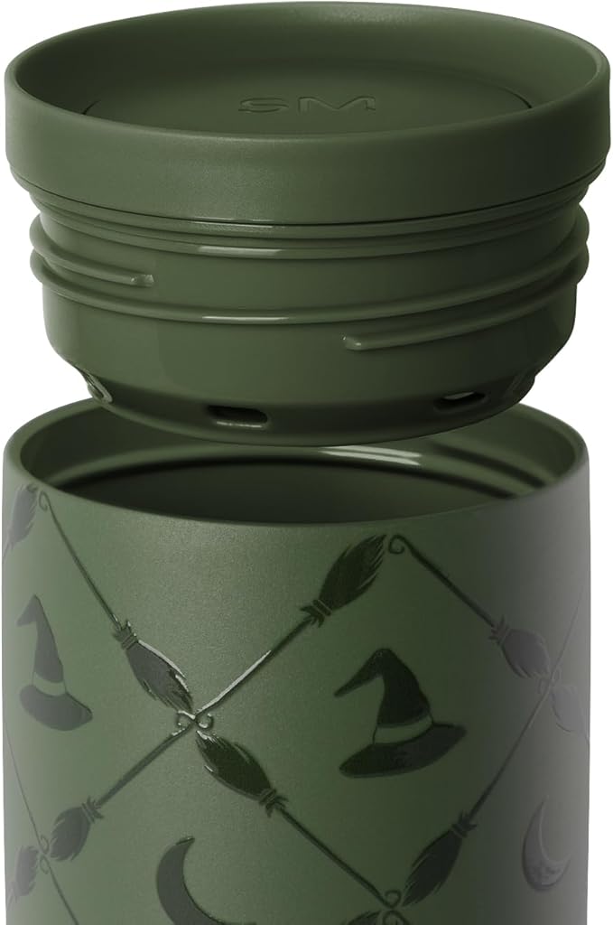 Simple Modern Halloween Signature Voyager | 16oz Travel Coffee Mug Tumbler with 360° Lid | Gifts for Women Men | Ceramic-Lined Insulated Stainless Steel Cold Brew Iced Coffee Cup | Argyle Witch