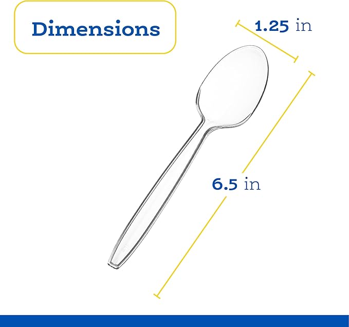 Plasticpro Disposable Clear Plastic Tea Spoons Heavyweight 100 Count