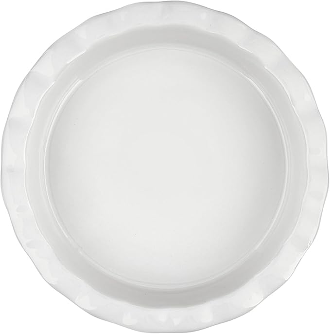 Santa Barbara Design Studio Baking Dish - White Fluted Ceramic Pie Plate, 9", Bows