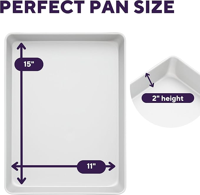 Wilton 11 x 15 Inch Aluminum Baking Sheet Pan, 2-Inch Deep Cake Pan, Even Heating, Rust-Resistant, Professional Quality, Packaging May Vary