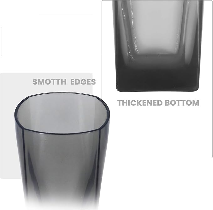 Top-spring 12 Oz Reusable Plastic Water Tumblers - Stackable Shatterproof Clear Plastic Drinking Glasses Set of 6 - BPA-Free Water Glasses Unbreakable Drinking Cups (Gray)