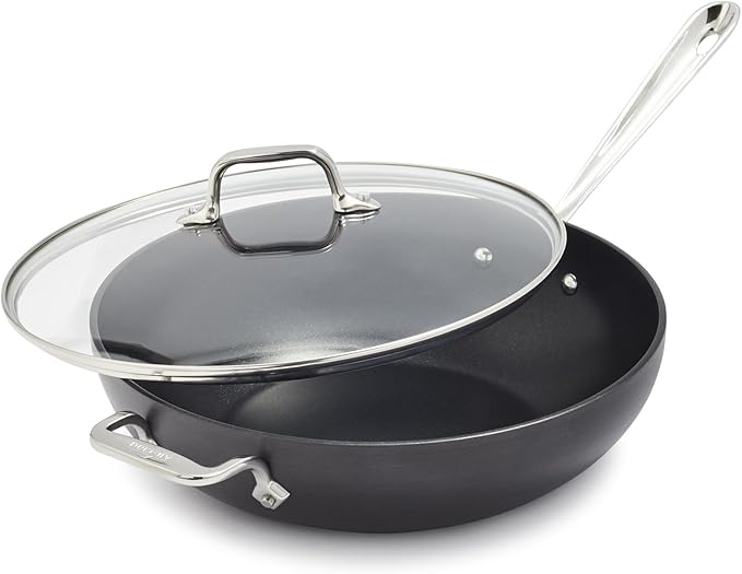 All-Clad HA1 Hard Anodized Nonstick Chef's Pan,12 Inch Induction Oven Broiler Safe 500F, Lid Safe 350F Pots and Pans, Cookware Black