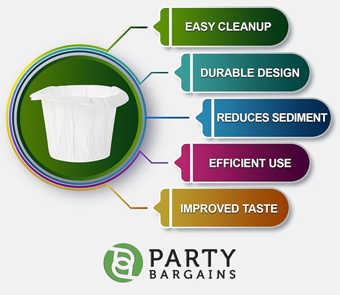 PARTY BARGAINS 300 Classic Disposable Coffee Filter Liners – Compatible with Keurig Brewers & K‑Cup Reusable Pods, Single‑Use Classic Design